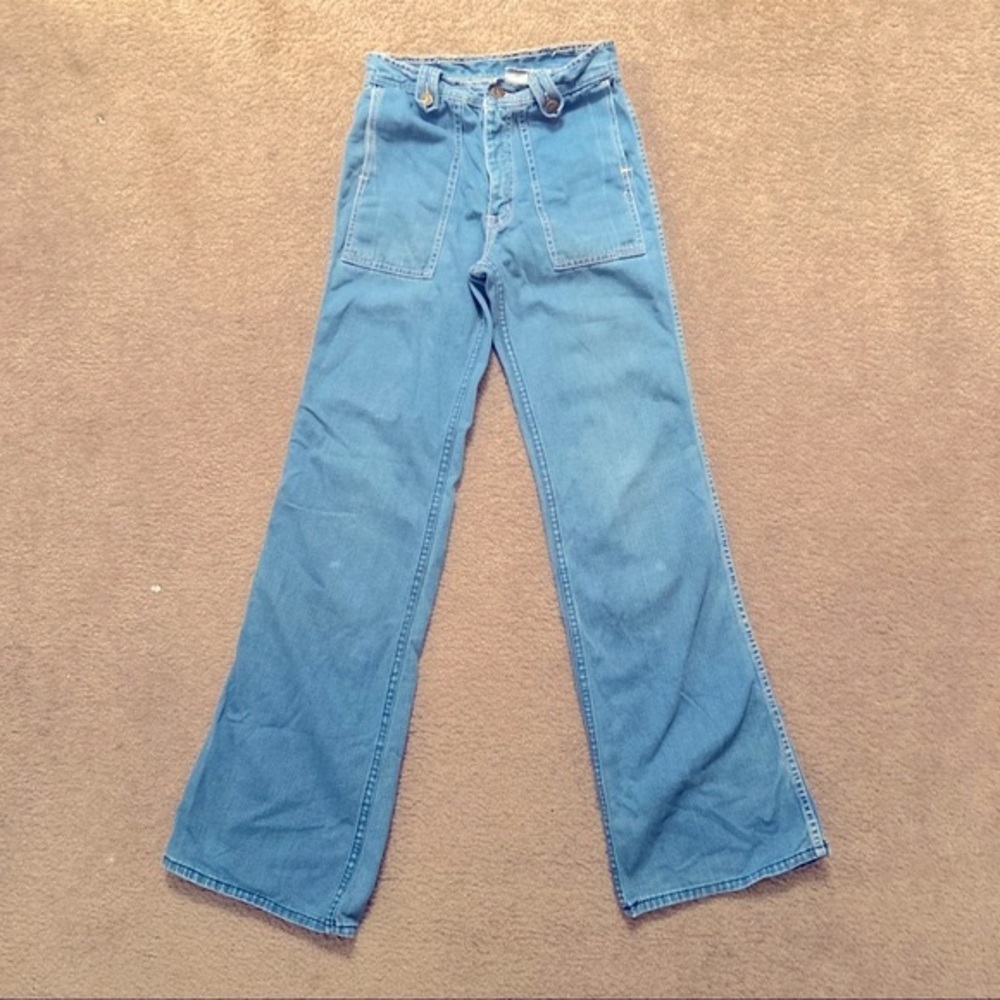 Vintage 70’s Hang Ten Sanforized Denim Carpenter Flare Blue Jeans, Men’s 30x33